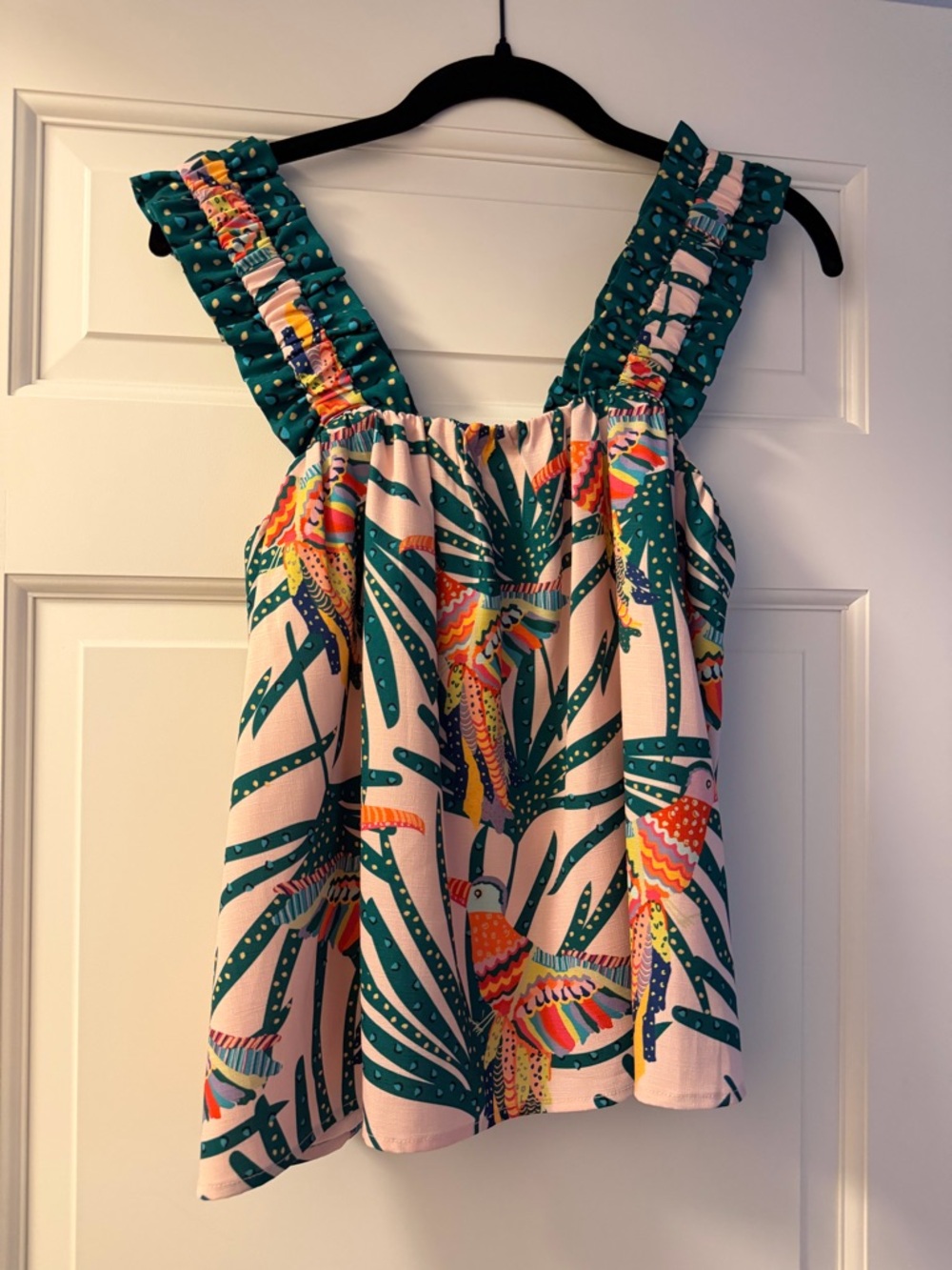 Crosby Emerald Green & Pink Tropical Printed Tank